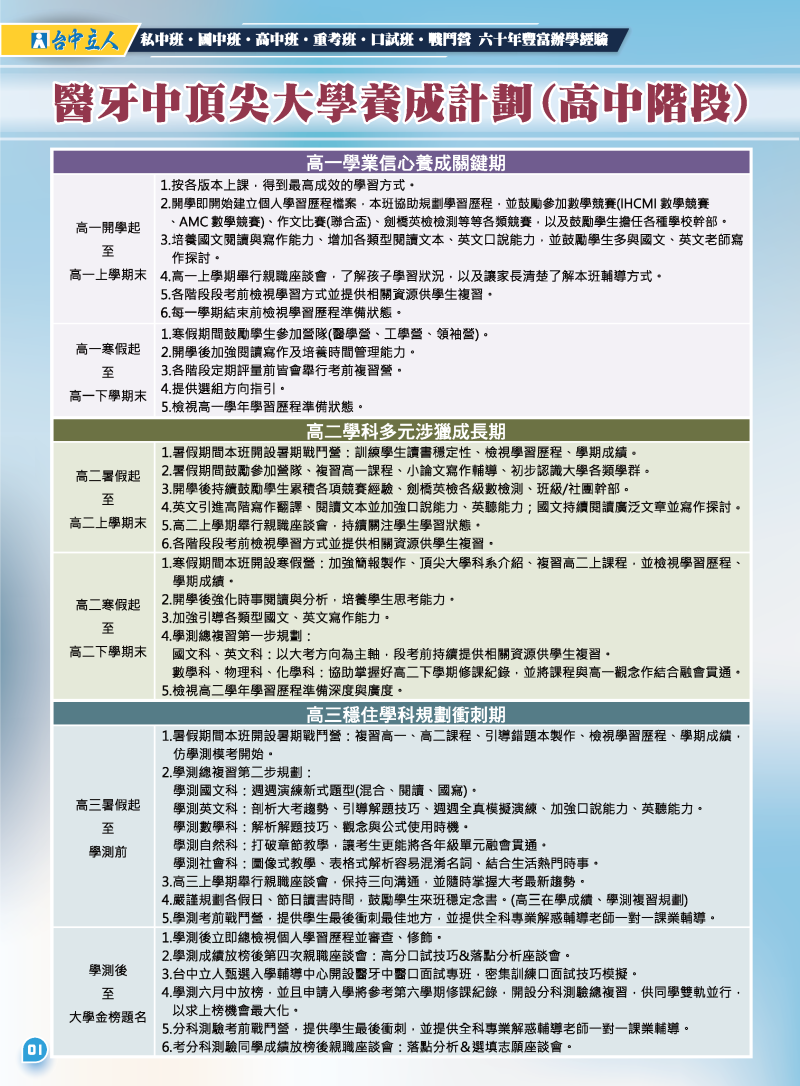 【高一、高二】國.英.數.物.化資優進度超前班＆數學明道專班