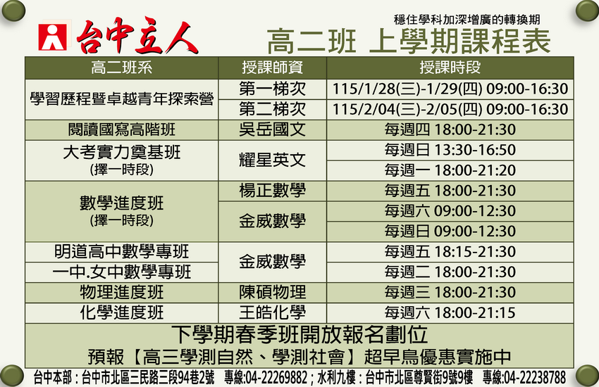 【114高二】學測實力奠基班