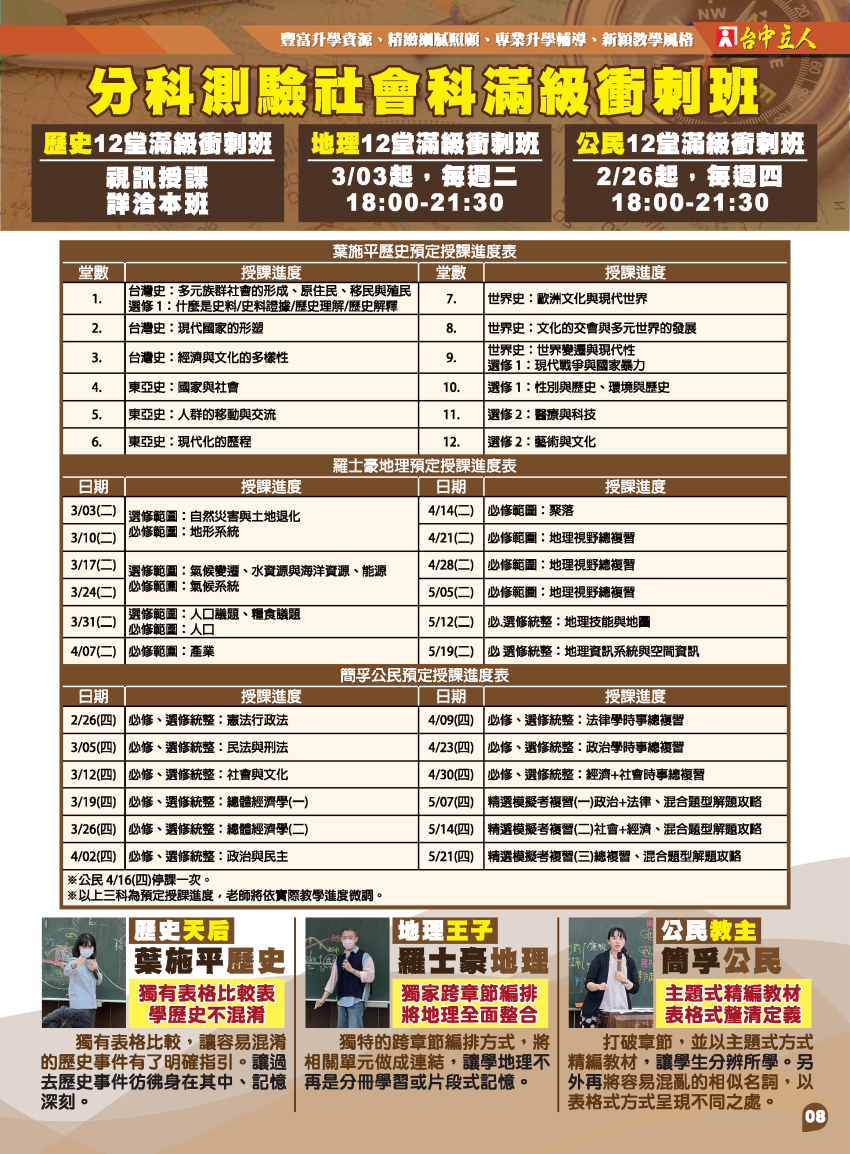 【114高三】分科社會科滿級衝刺班