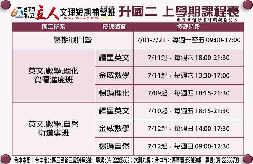 【115升國二】英數自(理)進度班/衛道專班