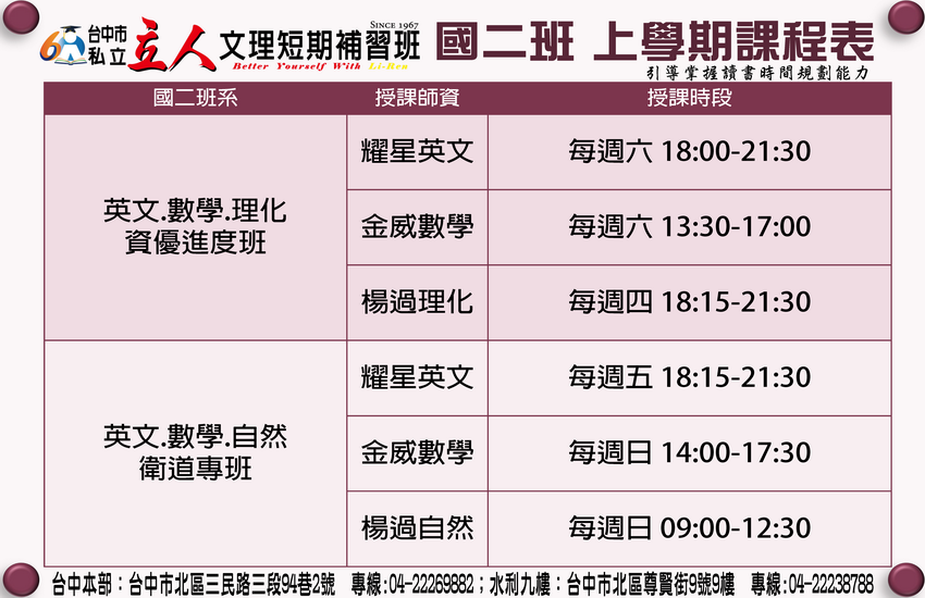 【115國二】英數自(理)進度班/衛道專班